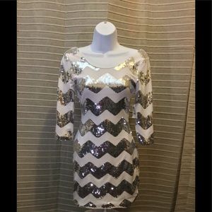 Silver/White Sequin Dress